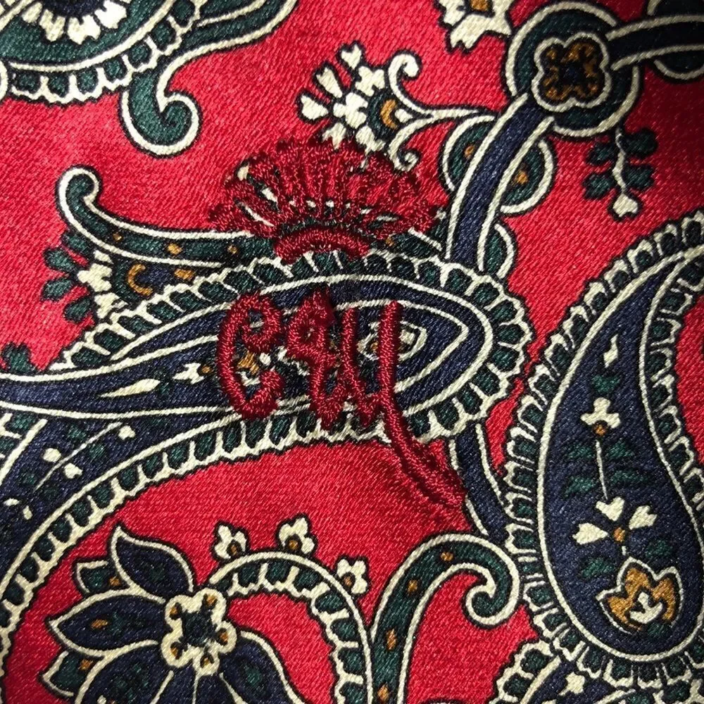The Red Barn Sistine Satin By Countess Mara Stunning Red Ivory Navy Green Tie